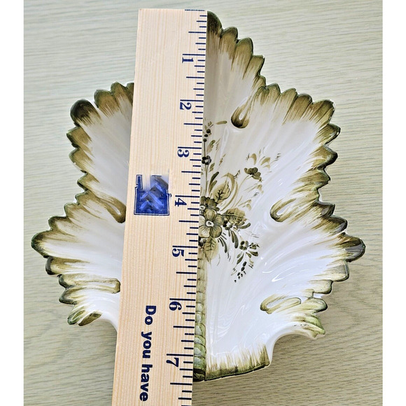 CANDY/TRINKET DISH-Vintage-Hand Painted-Italian-Green White-Palm Tree - Picture 9 of 11